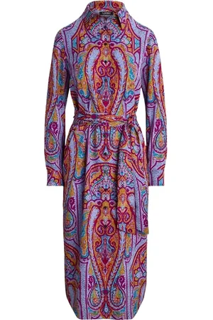 Ralph Lauren Sukienki, Kobieta, Fioletowy, S, Sukienka koszulowa we wzór paisley