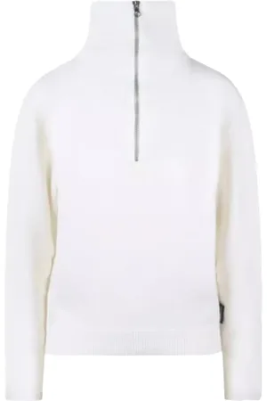 Courrèges Swetry, Kobieta, Biały, M, Biały Wełniany Sweter z Logo
