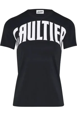 Jean Paul Gaultier Koszulki, Kobieta, Czarny, L, Czarny T-shirt z Logo Slim Fit