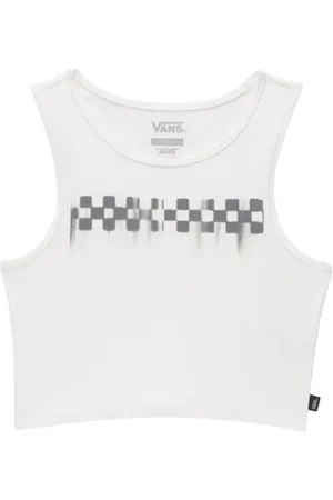 Vans Koszulki, Kobieta, Biały, M, Bawełna, Kraciasta obcisła crop top