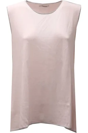 KANGRA CASHMERE Koszulki, Kobieta, Różowy, L, Bawełniany top Lurex Made in Italy