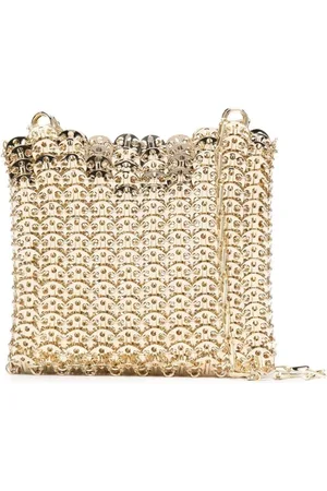 Paco rabanne Torebki, Kobieta, Żółty, ONE SIZE, Złota torba na ramię z dyskami