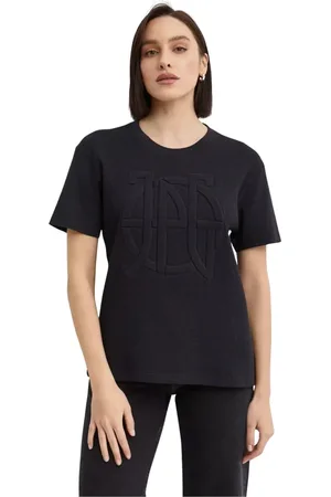 Jean Paul Gaultier Koszulki, Kobieta, Czarny, S, Czarny T-shirt z Wytłoczonym Logo