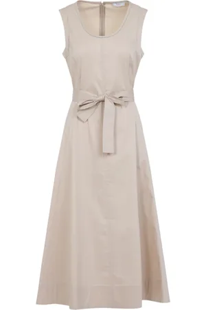 PESERICO SIGN Sukienki, Kobieta, Beżowy, 2XS, Bawełna, Elegancka Sukienka w Odcieniach Nude i Neutralnych