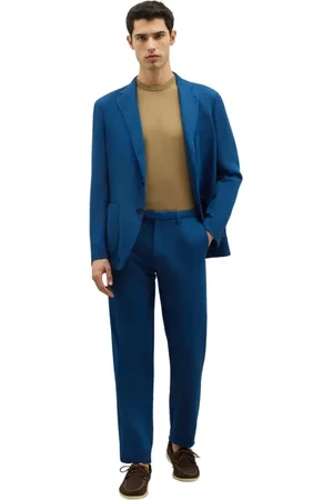 Boglioli Garnitury, Mężczyzna, Niebieski, XL, Bawełna, Bawełna lniana satynowa Dover Suit