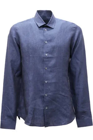 Patrizia Pepe Koszule, Mężczyzna, Niebieski, M, Niebieski Nastrojowa Koszula lniana Slim Fit