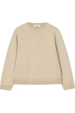 Nanushka Bluzy, Kobieta, Beżowy, S, Beżowy Bawełniany Sweter z Logo