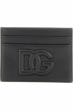 Dolce & Gabbana Akcesoria, Kobieta, Czarny, ONE SIZE, Logoed Portfel Skórzany z Logo DG
