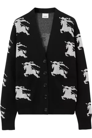 Burberry Swetry, Kobieta, Czarny, M, Kardigan Rycerz Jacquard