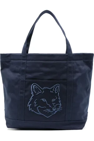 Maison Kitsuné Torebki, Mężczyzna, Niebieski, ONE SIZE, Niebieska Torba Fox Head Tote