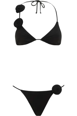 LA REVECHE Stroje kąpielowe, Kobieta, Czarny, L, Czarny Kwiatowy Bikini Stroje Kąpielowe