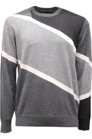 Emporio Armani Swetry, Mężczyzna, Szary, L, Szara wełniana sweter Model 6K1Mtd