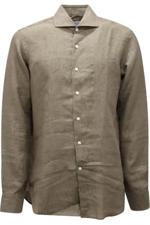 Orian Koszule, Mężczyzna, Zielony, L, 4784At Slim FIT koszula lniana