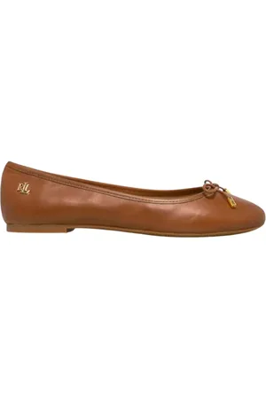 Ralph Lauren Buty, Kobieta, Beżowy, 37 EU, Skóra, Baletki z Logo