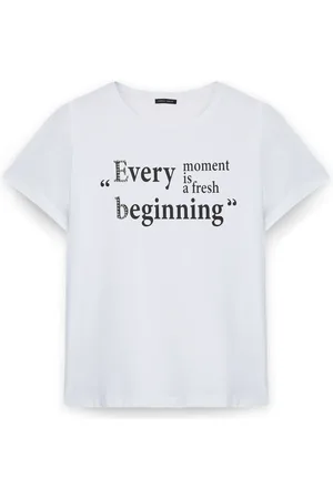 Fiorella rubino Koszulki, Kobieta, Biały, XS, T-shirt z nadrukiem i haftem