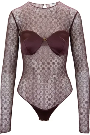 Elisabetta Franchi Koszulki, Kobieta, Czerwony, L, Automatyczne body z guzikami i złotym detalem