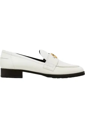 Maison Skorpios Buty, Kobieta, Biały, 37 EU, Białe loafery Brooklyn z ozdobą metalową