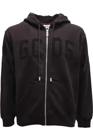 GCDS Bluzy, Mężczyzna, Czarny, S, Włoski Bluza z Zamkiem Fw 23M100198