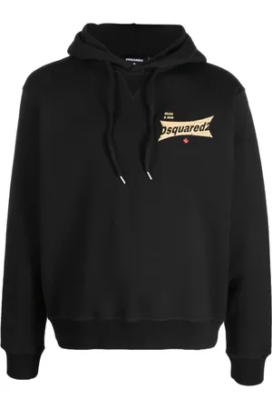 Dsquared2 Bluzy, Mężczyzna, Czarny, M, Czarna Bawełniana Bluza z Nadrukiem Logo