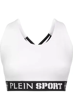 Philipp Plein Koszulki, Kobieta, Biały, M, Biały Top z Logo Okrągły Dekolt
