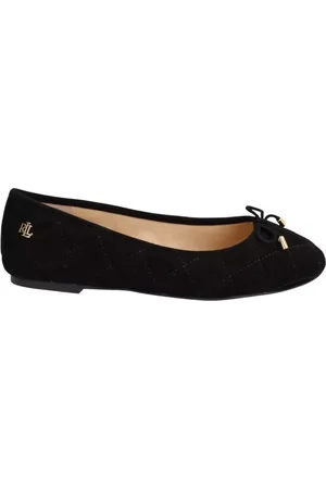 Ralph Lauren Buty, Kobieta, Czarny, 37 EU, Zamsz, Baletki z zamszu Londyn z kokardką