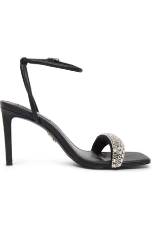 Steve Madden Buty, Kobieta, Czarny, 38 EU, Sandał ozdobiony strassem w czarno-srebrnym kolorze