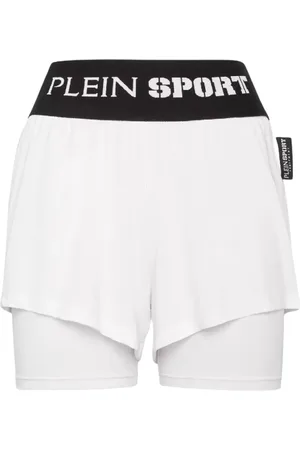 Philipp Plein Szorty, Kobieta, Biały, M, Białe Spodenki z Logo Wysoki Stan