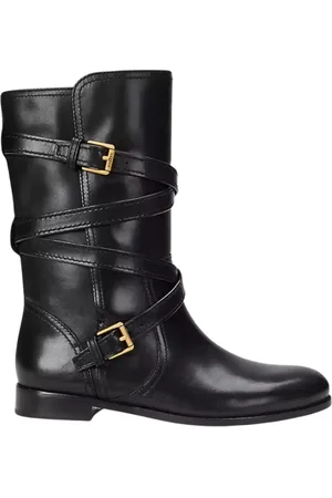 Ralph Lauren Buty, Kobieta, Czarny, 38 EU, Skórzane botki Briannah