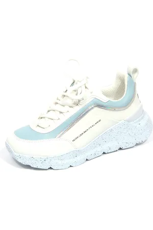 Msgm Buty, Kobieta, Biały, 40 EU, Jasnoniebieskie Skórzane Buty Wyprodukowane we Włoszech