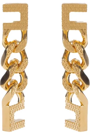 Elisabetta Franchi Akcesoria, Kobieta, Żółty, ONE SIZE, Złote Kolczyki z Logo