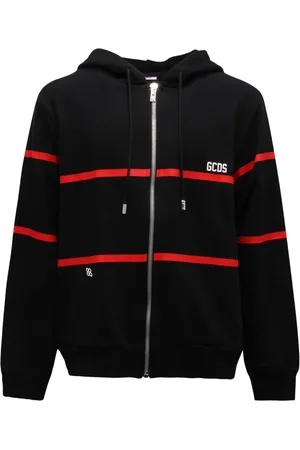 GCDS Bluzy, Mężczyzna, Czarny, L, Włoski Sweter z Pełnym Zamkiem Ss 23M100157