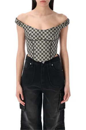MISBHV Koszulki, Kobieta, Wielobarwność, S, Monogram Canvas Gorset Top Otwarte Ramiona