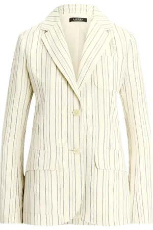 Ralph Lauren Kurtki, Kobieta, Beżowy, L, Kremowa marynarka w paski