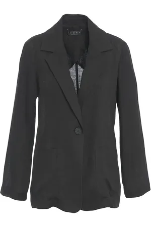 Kaos Kurtki, Kobieta, Czarny, M, Czarny Lniany Blezer Elegancki Styl
