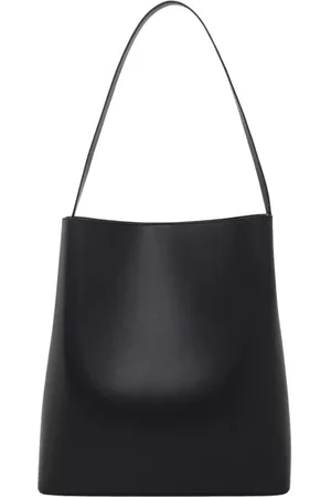 Aesther Ekme Torebki, Kobieta, Czarny, ONE SIZE, Czarna skórzana torba typu tote z magnetycznym zapięciem