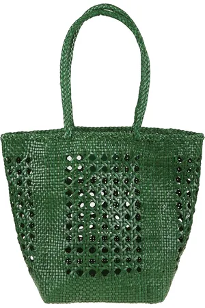 Dragon Diffusion Torebki, Kobieta, Zielony, ONE SIZE, Zielona Skórzana Torba Shopper