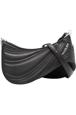 MUGLER Torebki, Kobieta, Czarny, ONE SIZE, Skóra, Spiral Curve Shoulder Bag