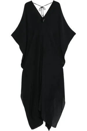 ‎Taller Marmo‎ Sukienki, Kobieta, Czarny, ONE SIZE, Czarna Odzież Morska Top z Dekoltem w Serek