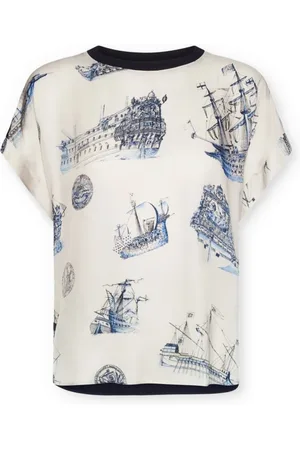 Elena Miro Koszulki, Kobieta, Wielobarwność, L, T-shirt z nadrukiem statku