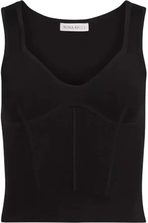 Nina Ricci Koszulki, Kobieta, Czarny, S, Czarny Gorsetowy Top z Ramiączkami