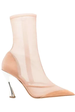 MUGLER Buty, Kobieta, Beżowy, 38 1/2 EU, Skóra, Botki z siateczki