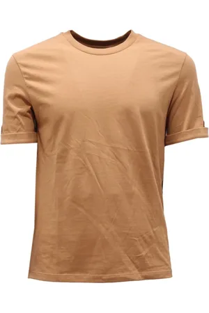Neil Barrett Koszulki, Mężczyzna, Beżowy, S, Slim Fit Bawełniana Koszula Camel/Biały