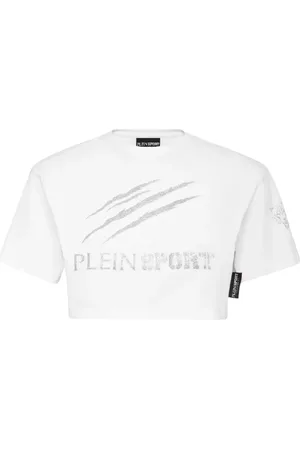 Philipp Plein Koszulki, Kobieta, Biały, S, Biały Bawełniany Krótki Top z Logo