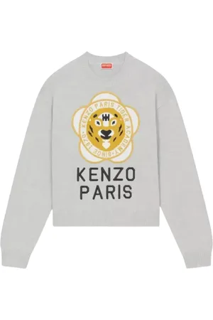 Kenzo Bluzy, Kobieta, Szary, S, Bawełna, Szary Sweter z Logo