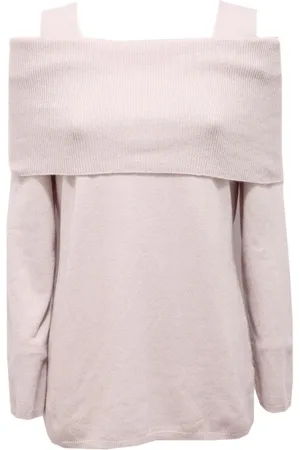 KANGRA CASHMERE Swetry, Kobieta, Beżowy, L, Sweter z wełny z złożonym kołnierzem