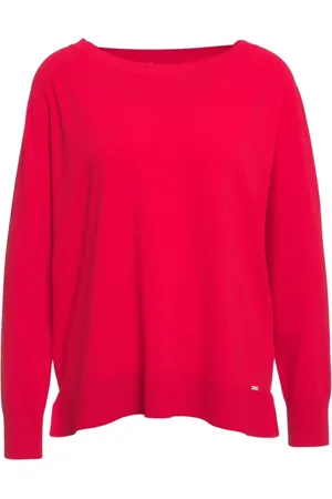 Kaos Swetry, Kobieta, Różowy, S, Czerwony Sweter z Raglanowymi Rękawami