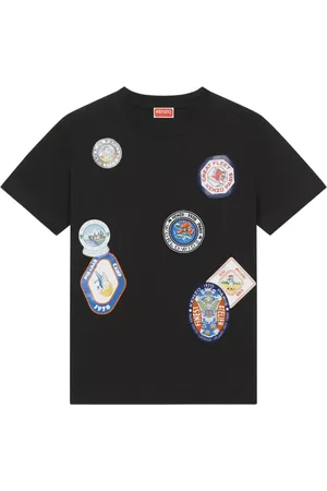 Kenzo Koszulki, Kobieta, Czarny, L, Bawełna, Czarna bawełniana koszulka T-shirt Travel Style