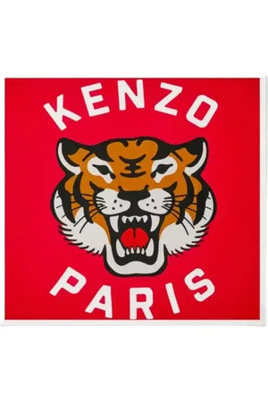 Kenzo Akcesoria, unisex, Czerwony, ONE SIZE, Czerwona Jedwabna Apaszka Lucky Tiger
