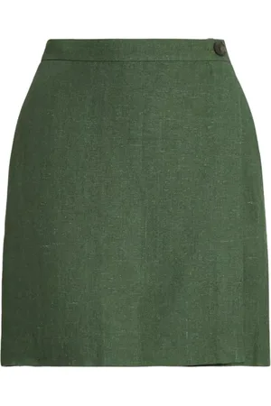 Ralph Lauren Spódnice, Kobieta, Zielony, L, Len, Linen Mini Skirt