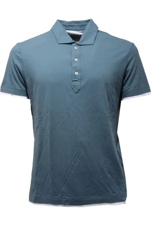 Paolo Pecora Koszulki, Mężczyzna, Niebieski, S, Lekki Bawełniany T-shirt z Białymi Wstawami